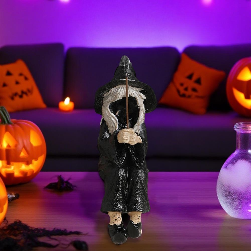 Halloween Witch Decor with Effect Enchanting Witch Statue Incense Burner Figurine Set for Home Decor Halloween for Kitchen