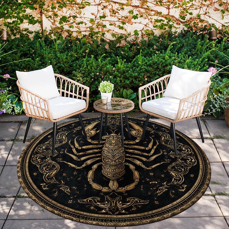 Spider & Scorpion pattern round rug,Carpet Rug for Living Room Bedroom Playroom ,Non-slip Floor Mat,Holiday Gifts and Birthday Gifts.