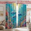 2D Flat Printing 2pcs Curtain Dolphins Coral Reef Ocean Digital Printed Polyester Drapes Festive Holiday Perfect for Photo