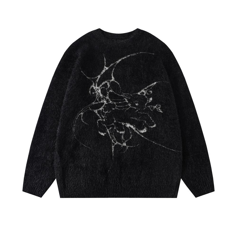 Men s Trendy Round Neck Jacquard Sweater – Casual Autumn/Winter Knitwear Medium