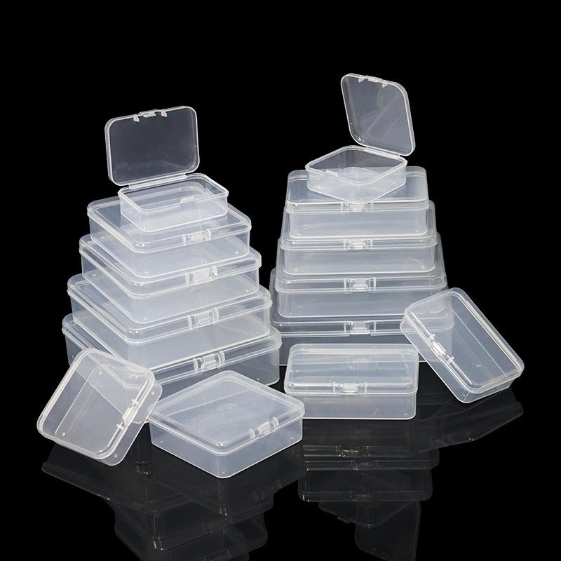 1 Piece Square PP Plastic Box Rectangular Storage Transparent Flip Cover Storage Parts Multifunctional Product Jewelry Packaging