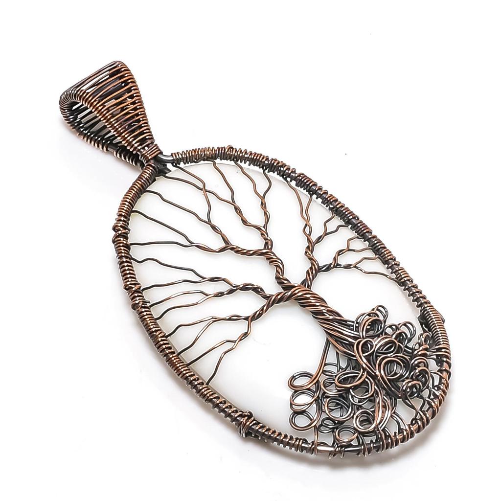 Tree Of Life White Coral 999 Copper Wire Wrapped Pendant, Handmade Gemstone Pendant Jewelry, Gifts For Wife Brand New Pendant