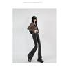 Raw Edge Design Sense Black Gray Micro Flared Jeans Woman
