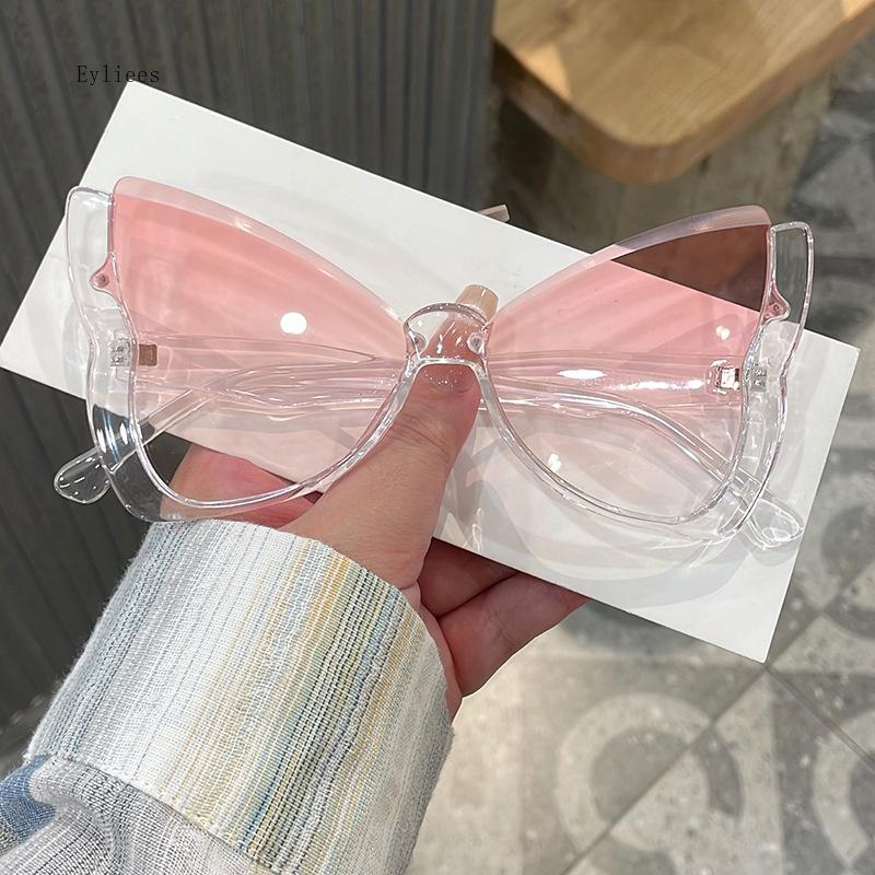 Vintage Butterfly Sunglasses Women Rimless Dragonfly Wing Sunglasses Ocean Lens Gradient Lens Eyewear Personal Glasses Party Sup
