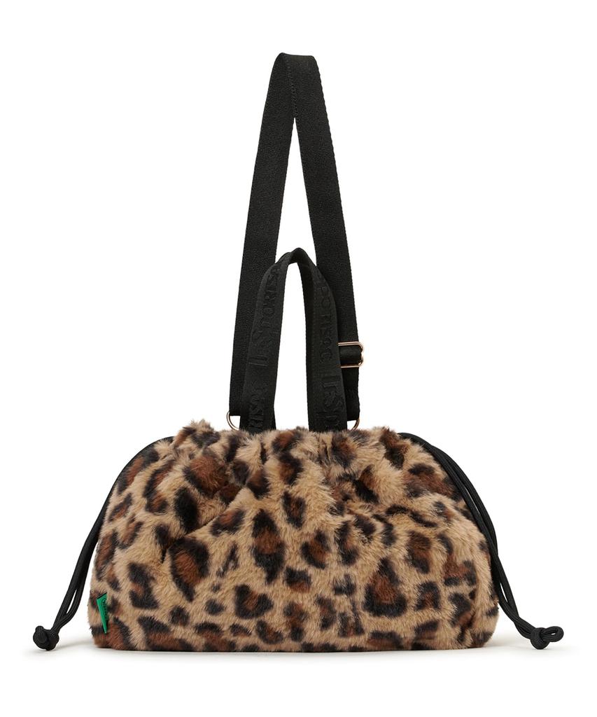 FUR DRAWSTRING Fluffy Fur TOTE/3031/Leopard