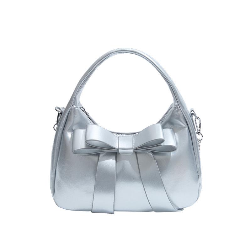 Small Bag Bow Shoulder Bag Women's Underarm Bag PU Crossbody Bag