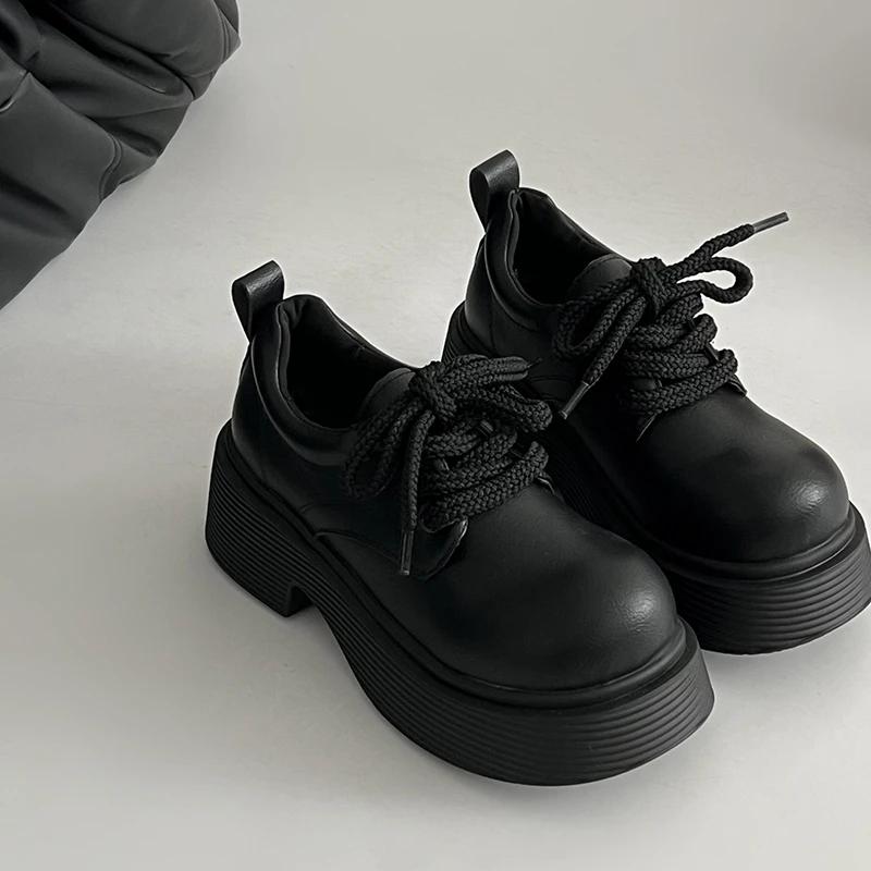 Fashion Women's Thick Sole Single Shoes Autumn New Round Head Front Strap Thick Sole Anti-slip Wear-resistant Low-top Shoes
