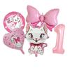 5pcs Marie Cat Bow Balloons Pink Girls Birthday Party Balloons Decoration Cartoon Marie Cat Animal Pet Balloon Baby Shower Decor