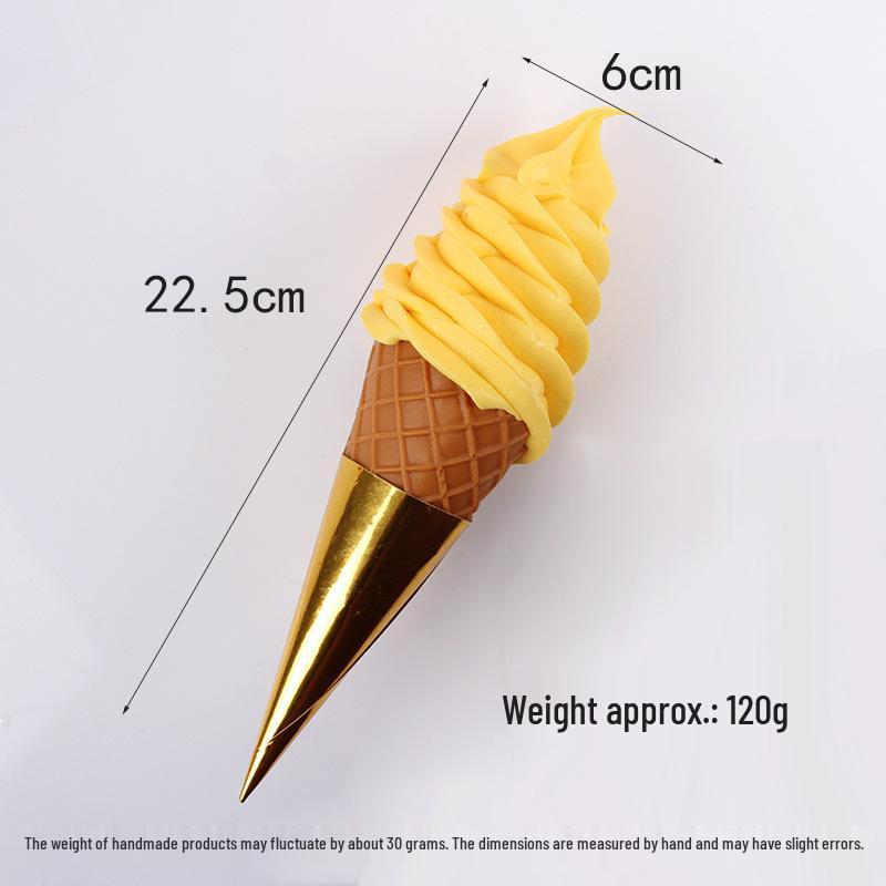 Grande Cono Gelato Decorativo Realistico Prop per Gelaterie e Espositori Bevande Fredde