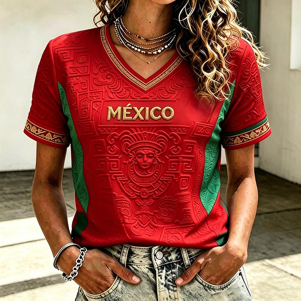 Women's Fashion Casual V-Neck Soccer Top for Everyday Wear