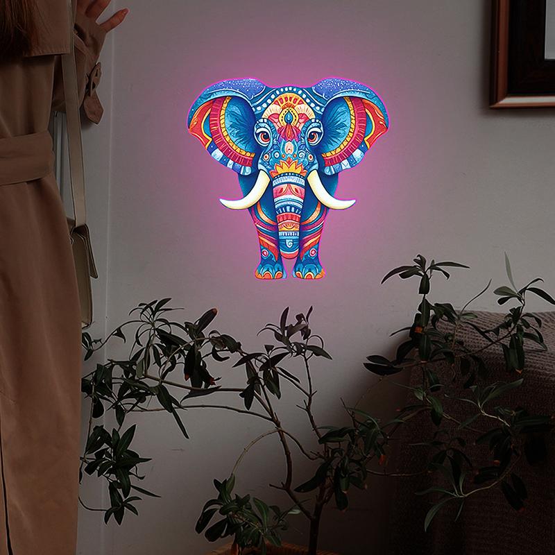 Glow-In-The-Dark Colored Totem Elephant Toilet Sticker Self-Adhesive Removable Wall Decal Home Bathroom Living Room Decor