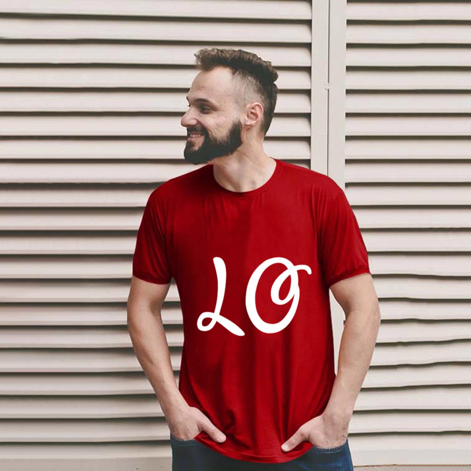 

Чоловіча блуза-футболка з літерами з короткими рукавами до Дня Святого Валентина M червоний