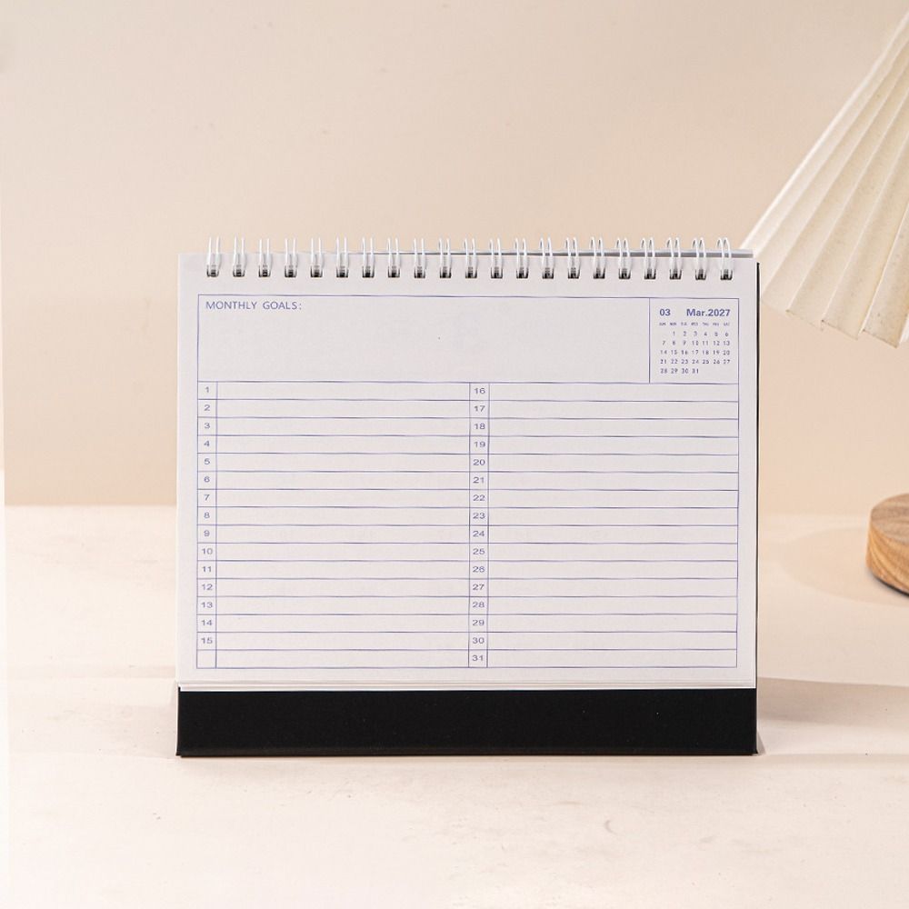 Metal Coil 2027 Desktop Calendar Standing Design Spiral Desk Calendar Schedule Planning