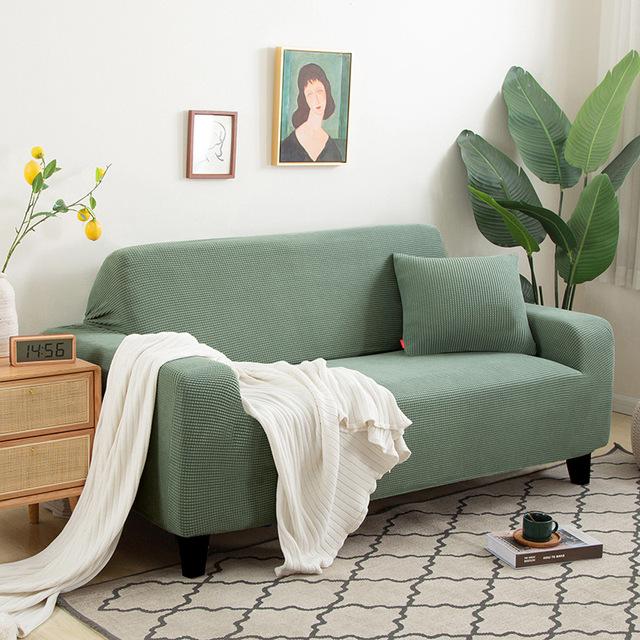 L Shaped Jacquard Sofa Cover Used For Living Room Room Flexible Thick Corn Fleece Couch Protector Solid Color Settee Covers 1 /2 /3 /4 Chairers