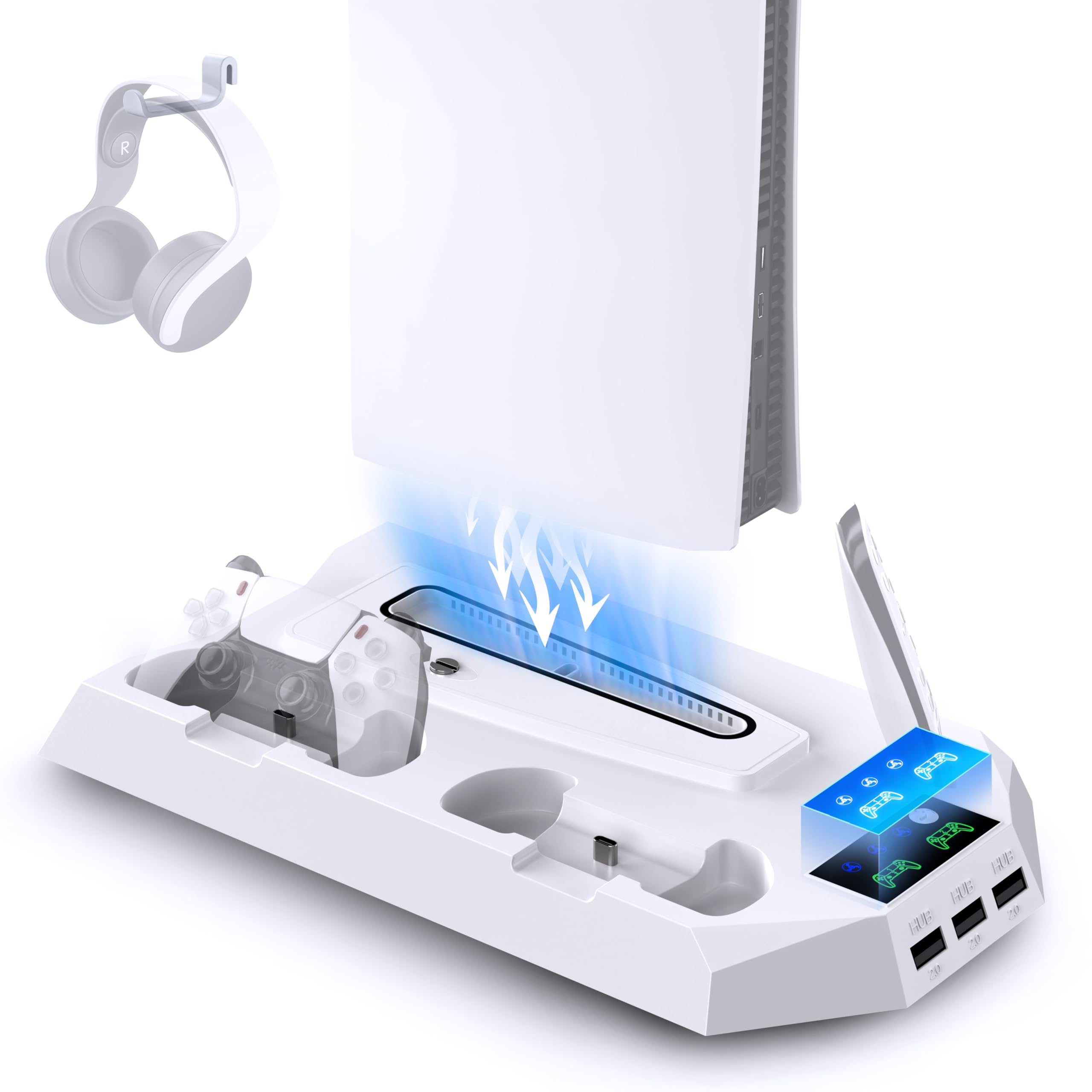 

Vertical stand compatible with PS5 Slim fan and Fast charging PS5 cooling wind speed suitable for dual heat dissipation overcharging charging