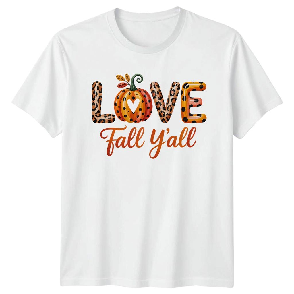 Love Fall Yall T-Shirt Pumpkin Leopard Autumn Thanksgiving Gift For Him And Her