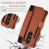 For Samsung Galaxy Z Fold 7, Flip Wallet Case with Wrist Strap, S Pen Holder, Hand Strap, Kickstand, Card Slots, Zipper Pocket