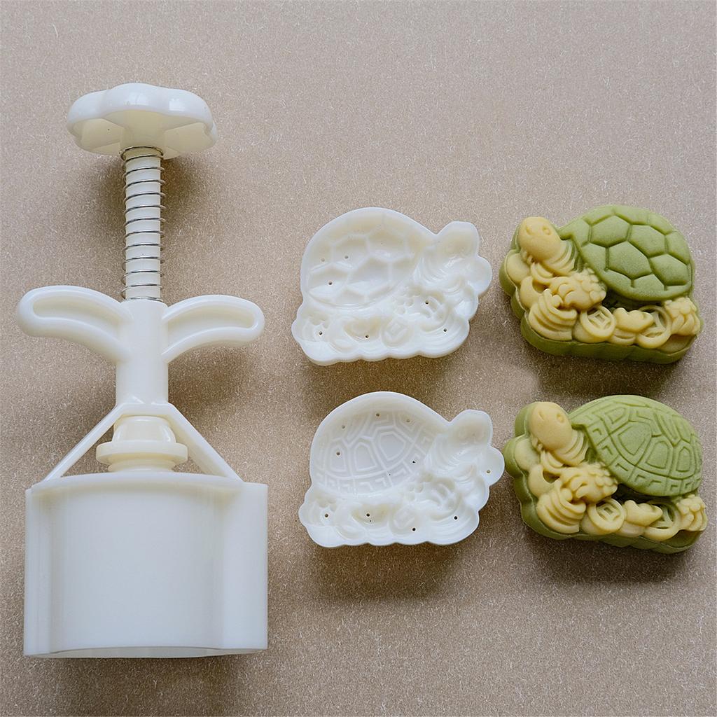Multifunctional Dessert Molds Set Dessert Press Tool Turtle Shaped Moon Cake Molds Set Dough Moulds for Making Dessert