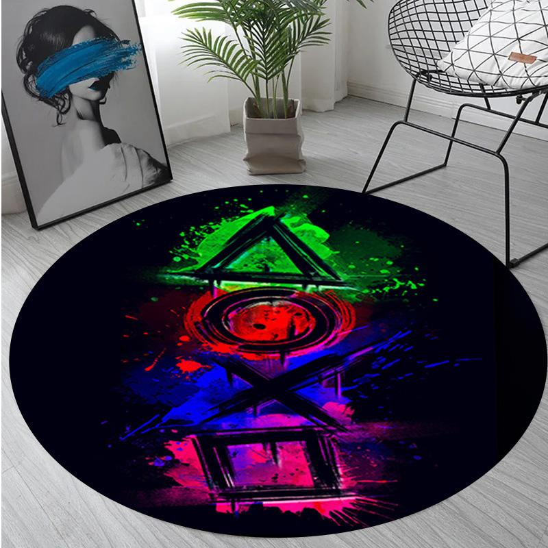 1Pc Gaming Controller Circular Print Rug - Home Decoration Carpet For Living Room Bedroom Flooring Computer Chair Area Rug