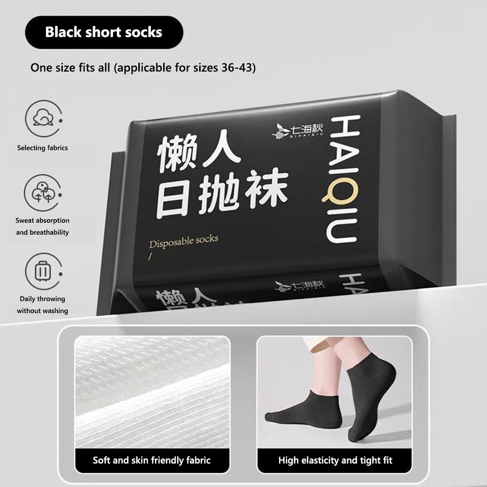 

36-43 Disposable Socks White Black Grey Travel Supplies Socks Disposable Stocking on Business Socks-Black