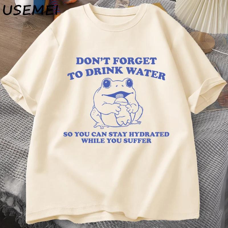 

Оставайся гидратированным, пока страдаешь, футболка в винтажном стиле, забавная футболка с графикой лягушки, летние футболки с коротким рукавом, футболки оверсайз 4XL