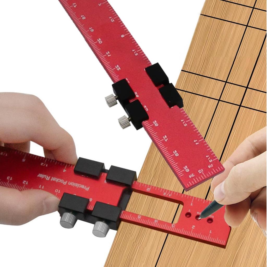 Metal Slide Stop Woodworking Marking Ruler Precision Pocket Rule, 160mm Measuring Working Scribing Measure Tools Metric Inch