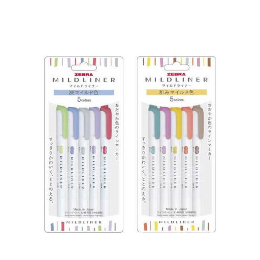 Zebra Mild Liner 5 Color set Assorted Stylish Mild Colors  Harmonious Mild Colors
