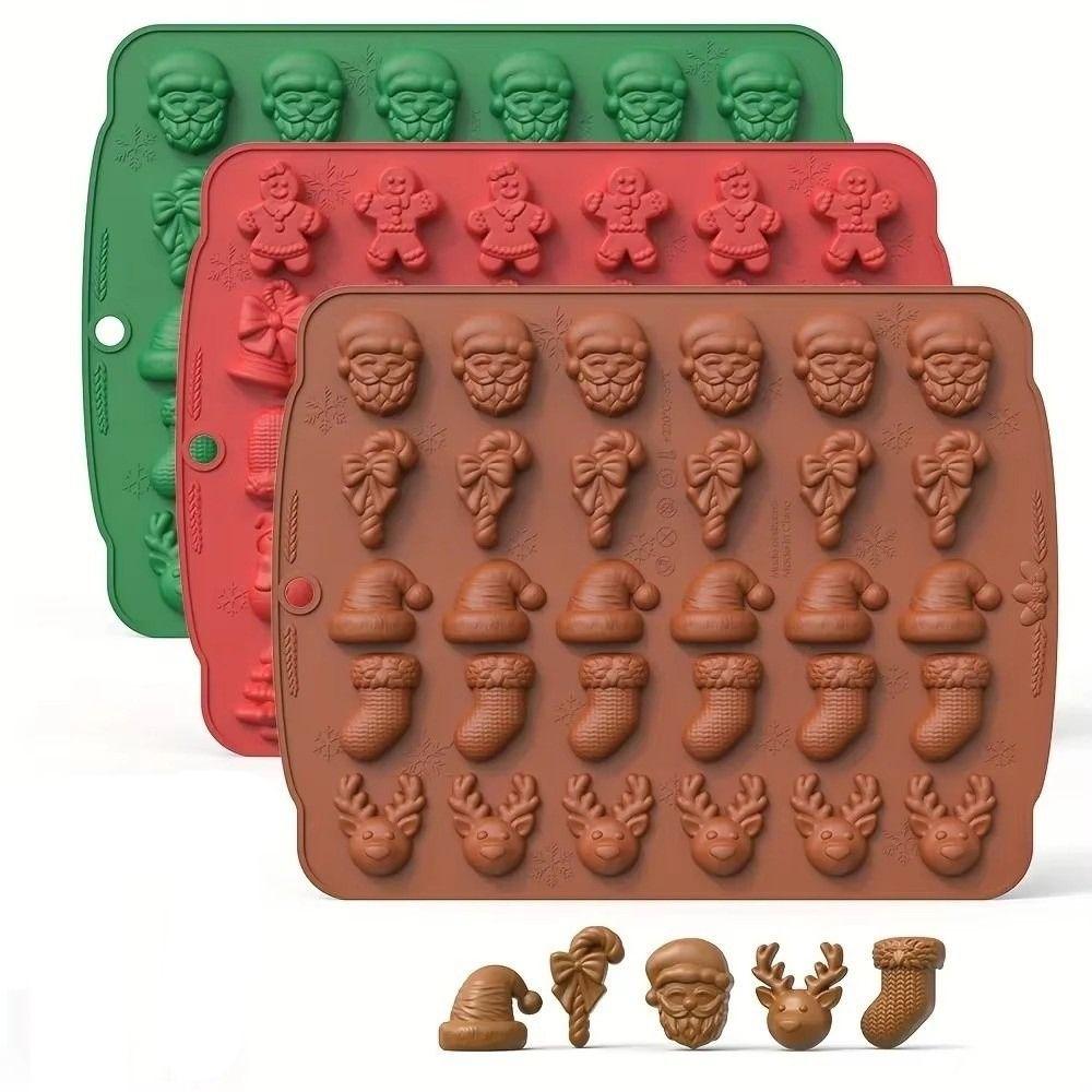 Reusable DIY Cake Decorating Mold Non-Stick Surface Christmas Chocolate Mold For Christmas Party