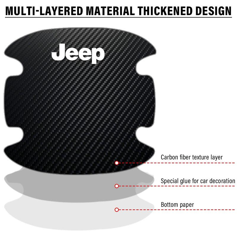 4 Stück Auto Türgriff Schutzaufkleber Emblem Autodekoration Styling für Jeep Compass Gladiator Grand Cherokee Zubehör Renegade Wrangler