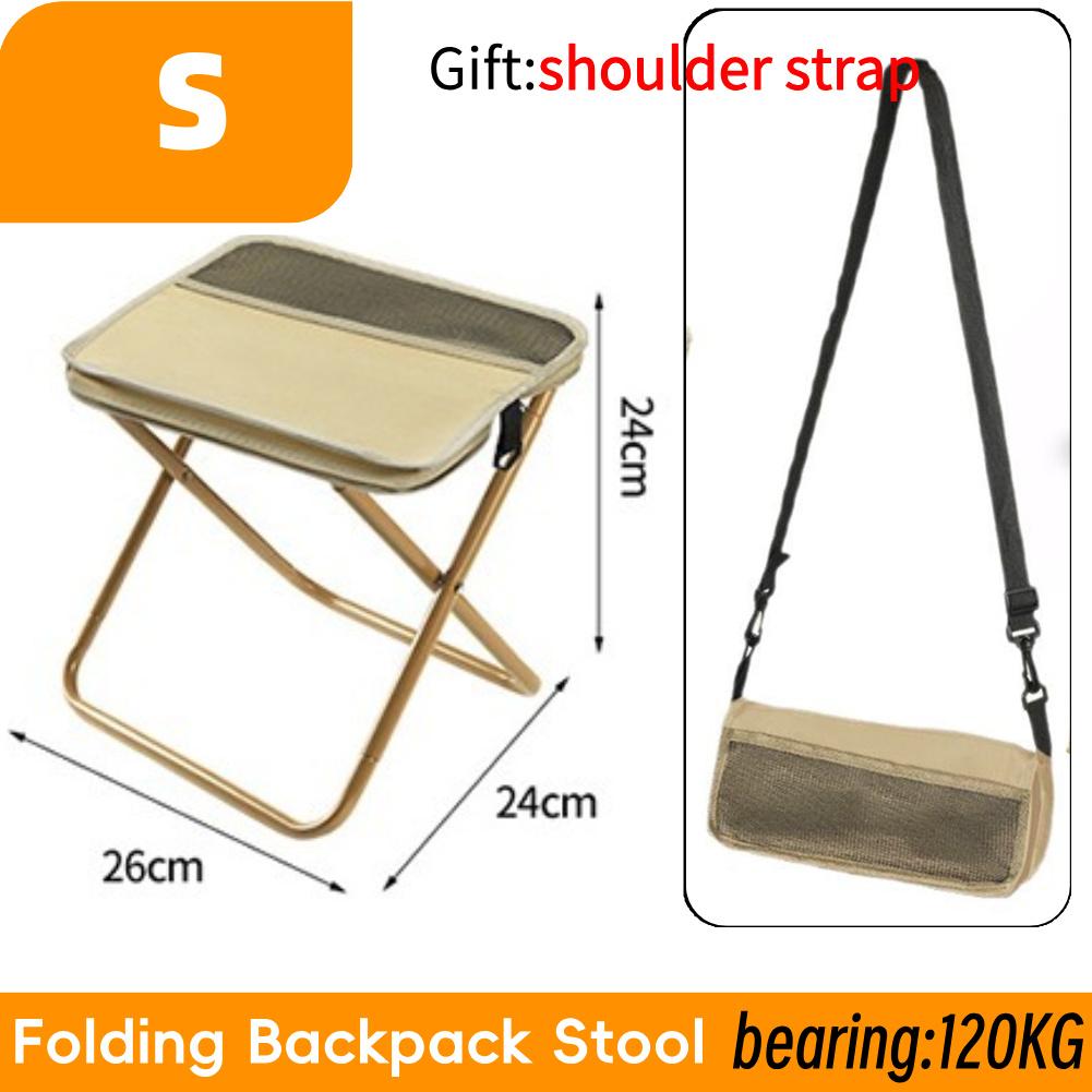 Chaise Pliante Portable Chaise Intégrée de Rangement Extérieure Tabouret Pliant avec Sac de Rangement et Sangle Réglable pour Camping Pique-nique