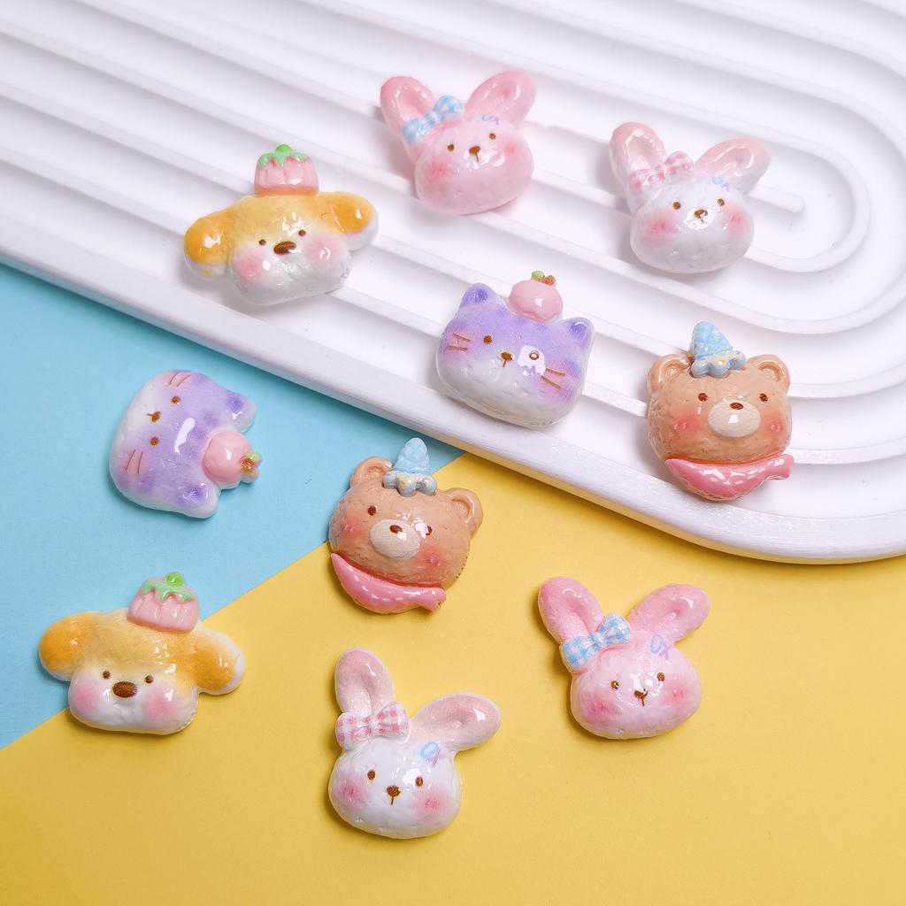 Hot Selling 100Pcs/Bag Animal Theme Resin Flatback Cabochon Assorted Rabbit Bear Cat Dog Slime Charms for Scrapbooking DIY Decor