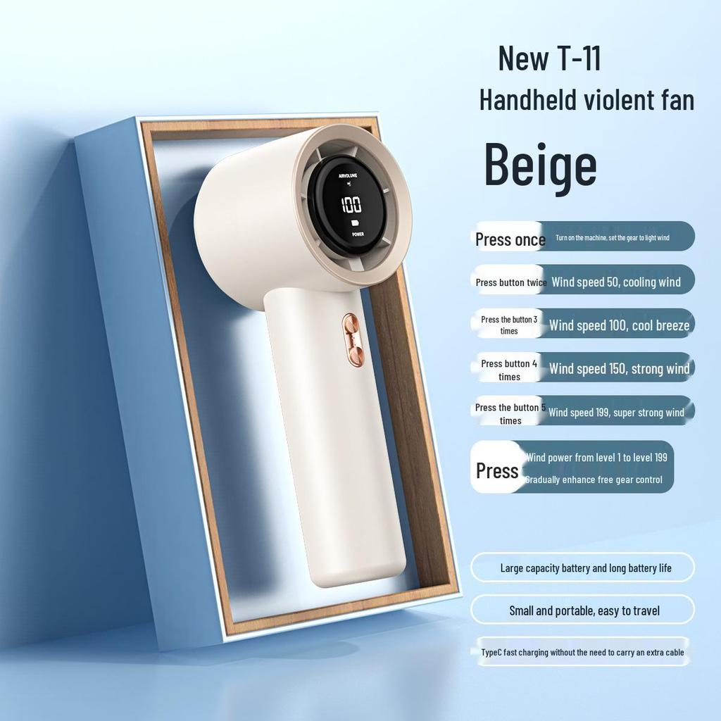 Southeast Asia T11 USB Mini Bladeless Handheld Fan with Digital Display