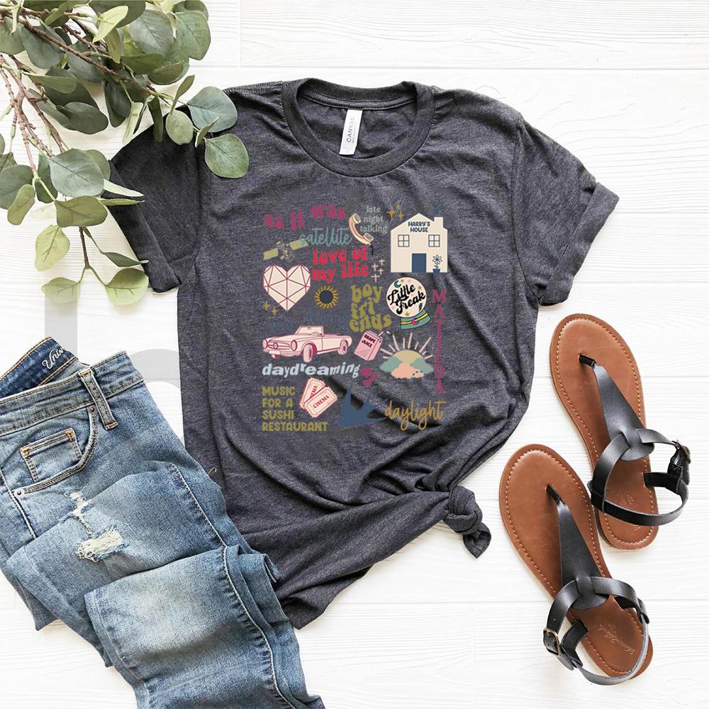 Harrys House Music List Tshirt As It Was HS TPWK Shirt Women Y2k Style Vintage Graphic Tee Love on Tour 2023 Tees Fans Gift