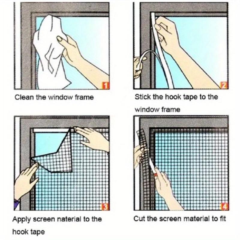 Easy-to-Install Self-Adhesive Mosquito Net Kit with Window Hook and Loop Fasteners - Insect Screen Protector, Repellent Spray