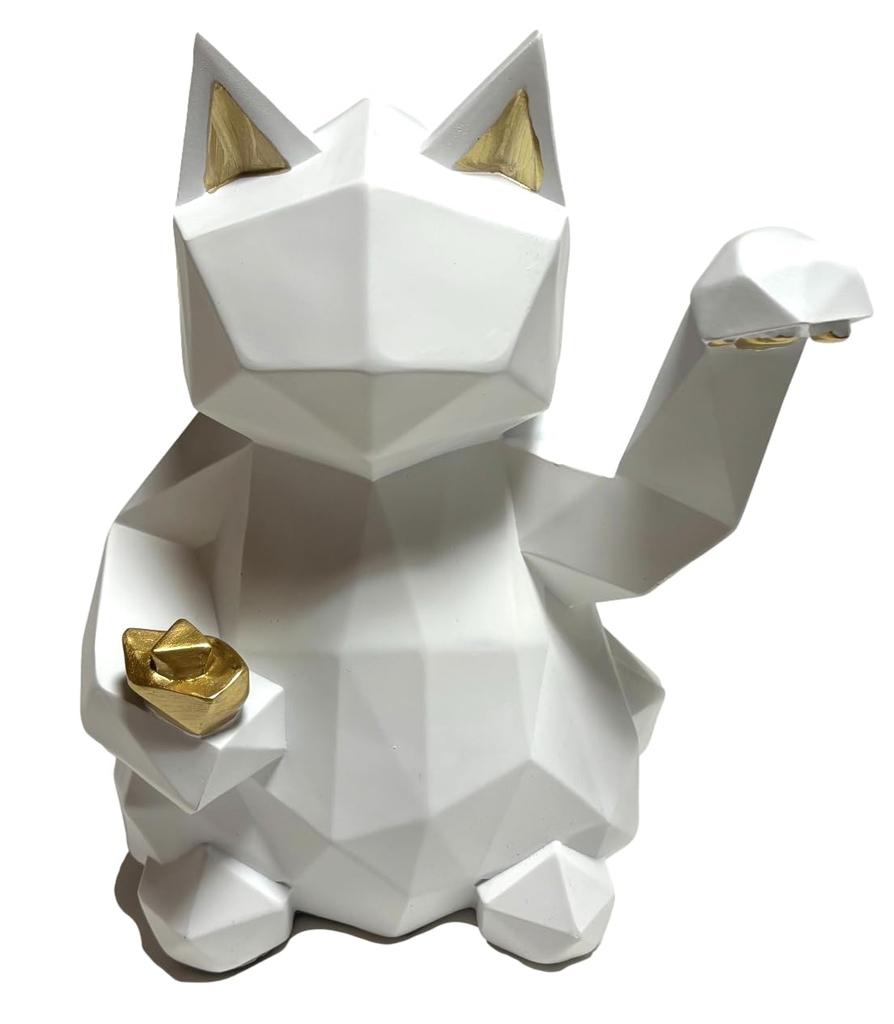 [Natura Style] Maneki-neko (Large) Statue, Stylish Nordic-Style Ornament for Home Decor (White)