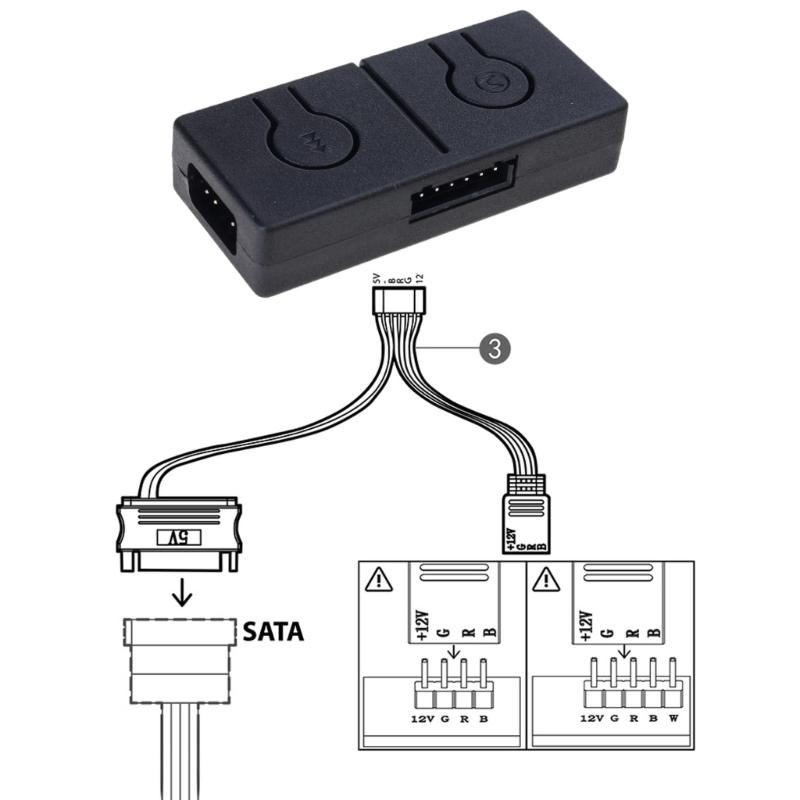 5V 3Pin ARGB Converter 5V to 12V ARGB Transfer 3Pin to 4Pin ARGB Light Fan Adapter Converter Splitter Expansion