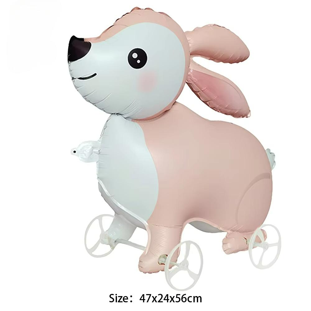 16pcs Cute Walking Animal Foil Balloons with Wheels Walking Wheels Elephants Dinosaurs Lions Rabbits Children's Toy Balloons