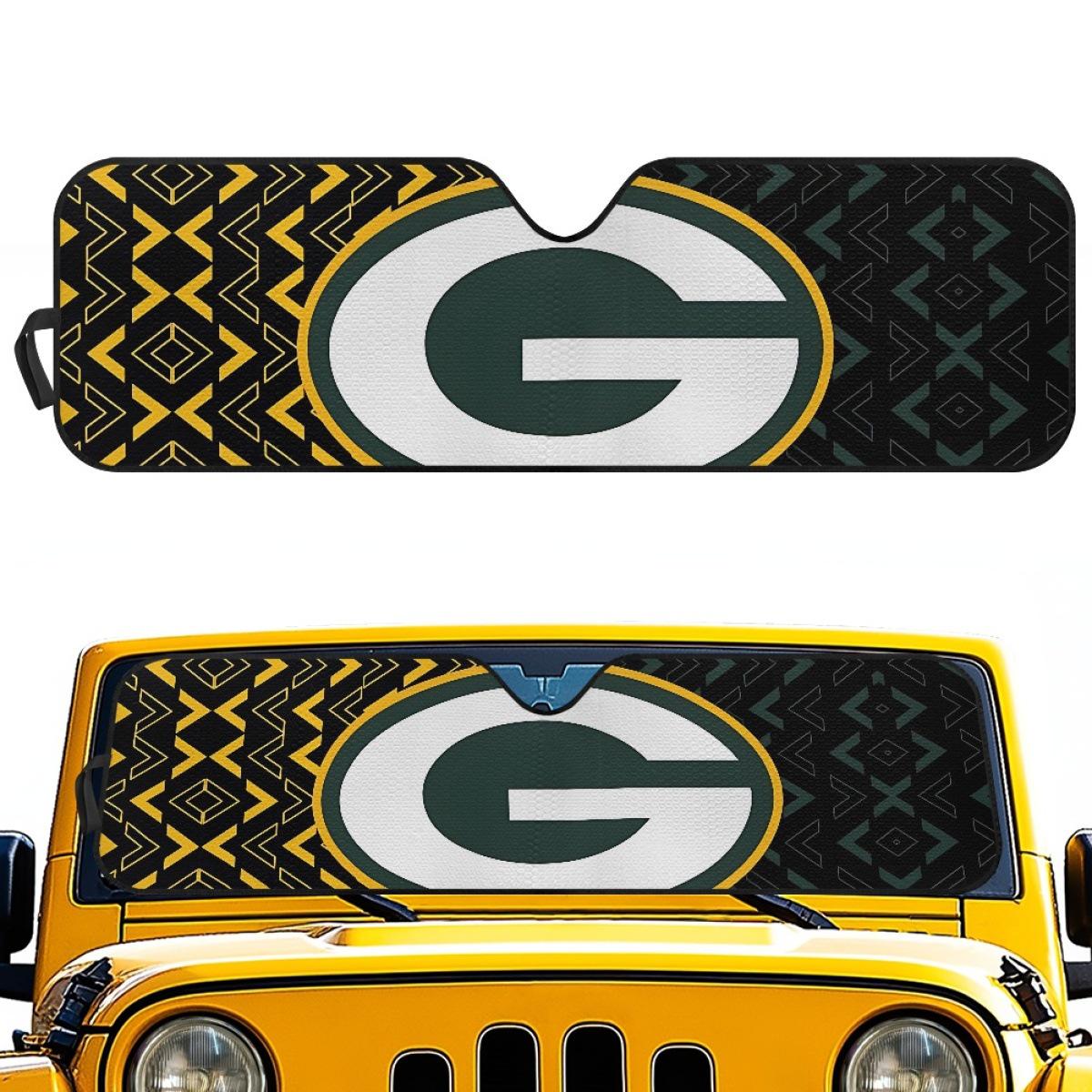 

Customizable Green Bay Car Sunshade - Heat Insulation and Block Pattern Design