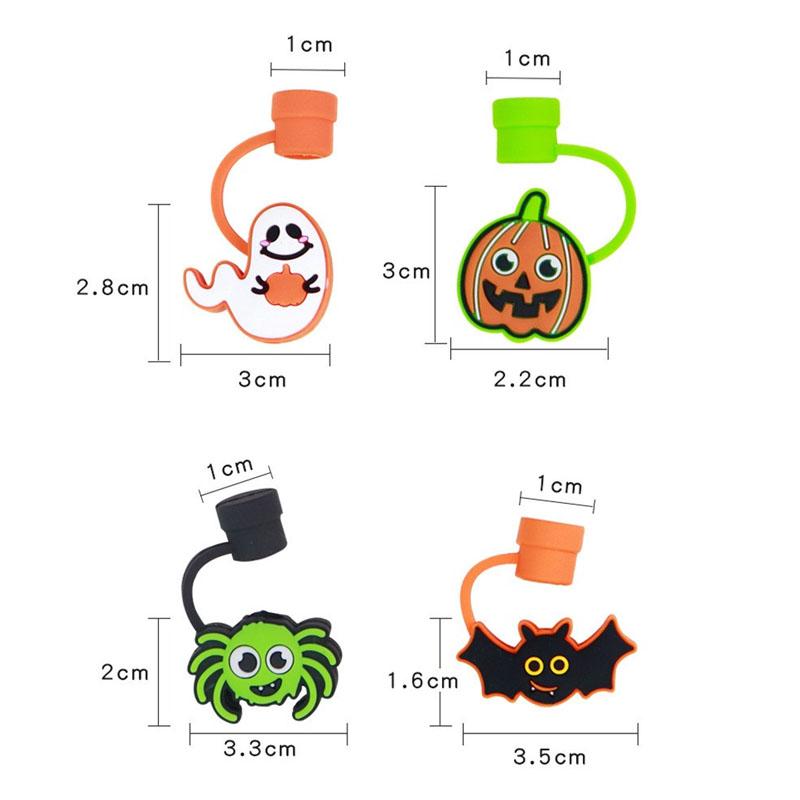 1PC New Pumpkin Ghost Silicone Straw Covers Cap for Cup Halloween Spider Skull Drinking Dust Cap Straw Toppers Protector Cap