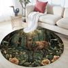 Forest Deer,Round Area Rug,Carpet Rug for Living Room Bedroom Sofa Playroom Decor,Non-slip Floor Mat