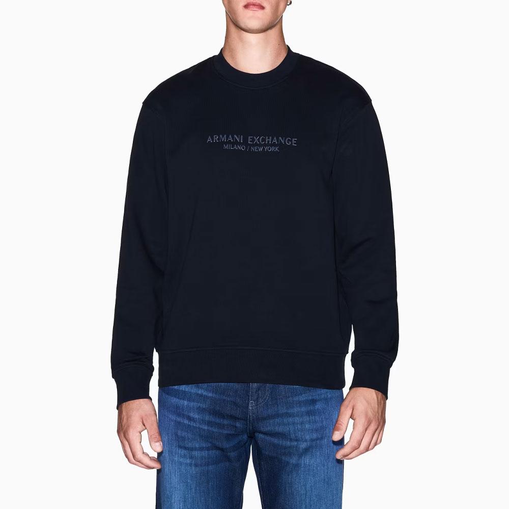Armani Exchange FW25 Round Neck Pullover Letter Print Sweatshirt Men sweatshirt XM001284-AF20934-UB101
