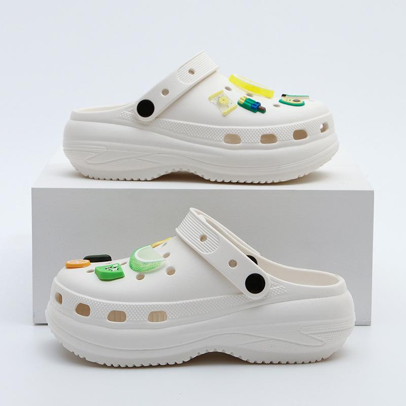 Thick-soled hole shoes women's  new summer wear height-increasing sandals seaside beach bag head half slippers women