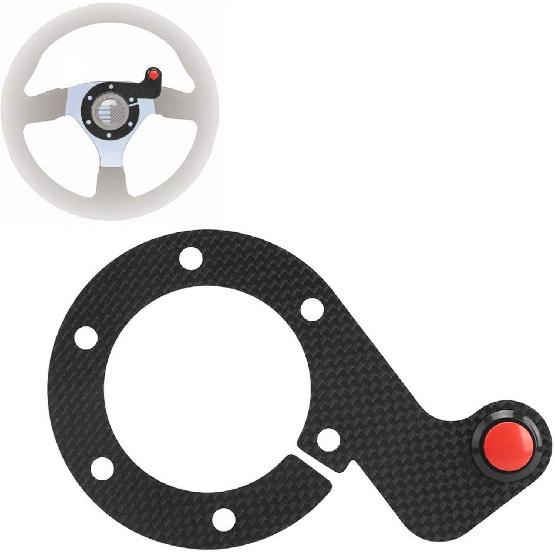 Steering Wheel Horn Button,Momo Steering Wheel, Carbon Fiber External Horn Button Kits For Momo/Omp/Nardi/Sparco 6 Bolts(Single Button)