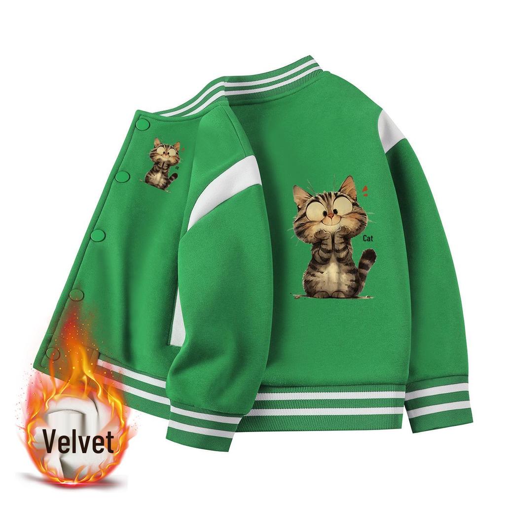 Children's Autumn Baseball Jacket - Velvet Lined, Thickened for Boys & Girls 2026 Winter Style.