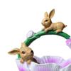 Bunny Figure Basket Resin Sculpture Candy Dish Rabbit Figurines for Home Decor