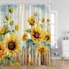 Sunflower Floral Shower Curtains Spring Plants Birds Butterfly Green Leaves Bathroom Curtain Modern Polyester Fabric Bath Decor