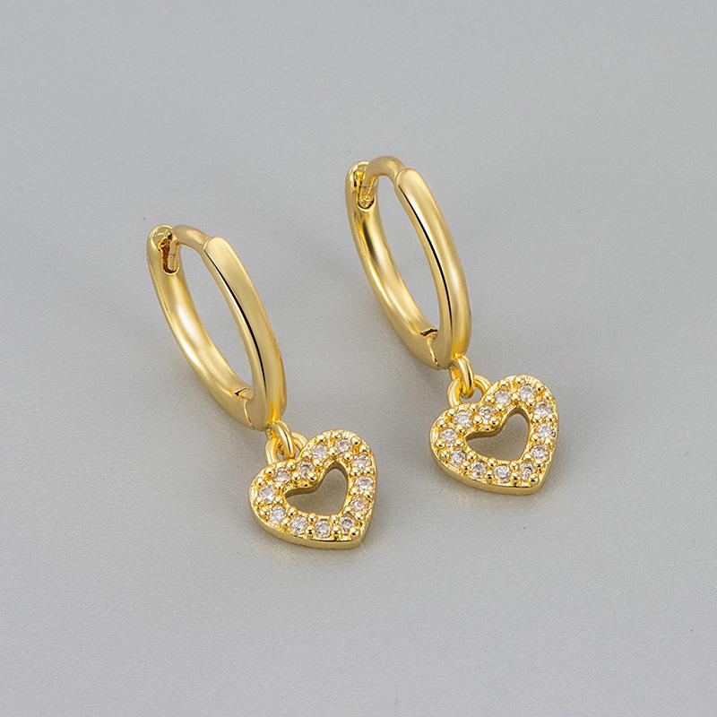 Korean-Style Zircon Heart Tassel Earrings