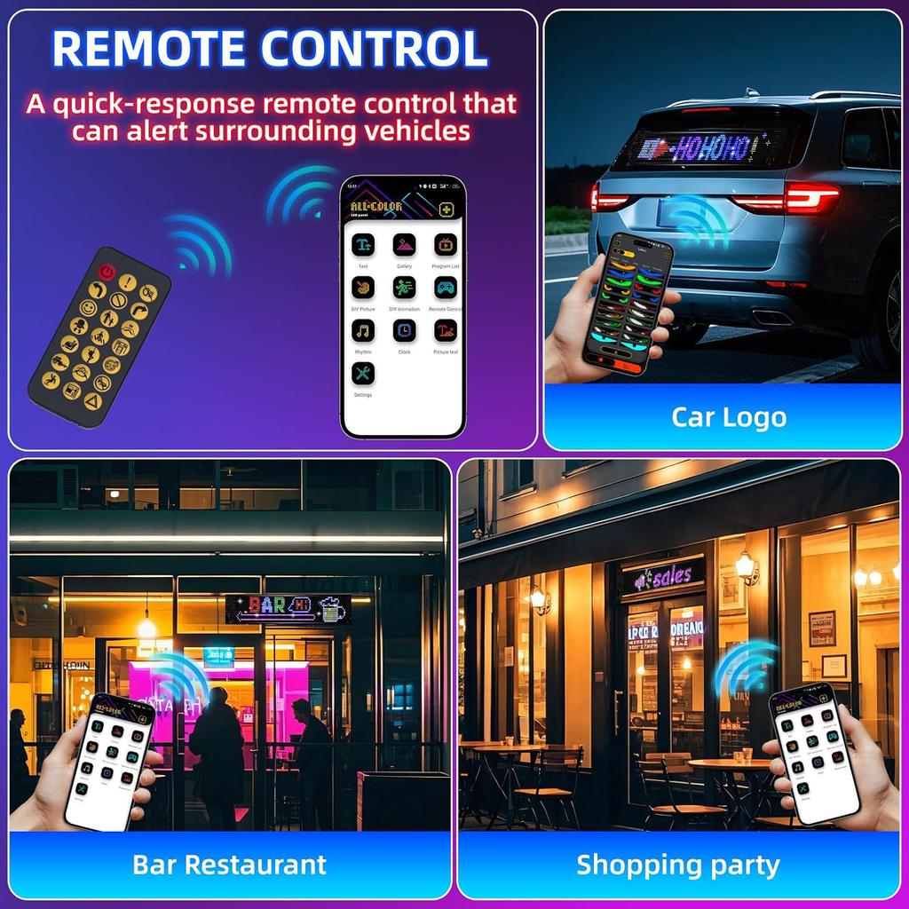 Programmable Scrolling LED Sign USB Flexible Digital Sign APP Control Custom DIY Editor Text Patterns Animations for Car Hotel