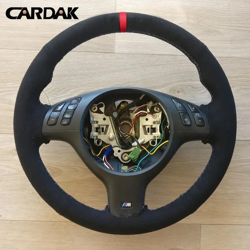 CARDAK DIY Hand-stitched Black Suede Car Steering Wheel Cover for BMW E46 M3 E39 330i 540i 525i 530i 330Ci 2001 2002 2003