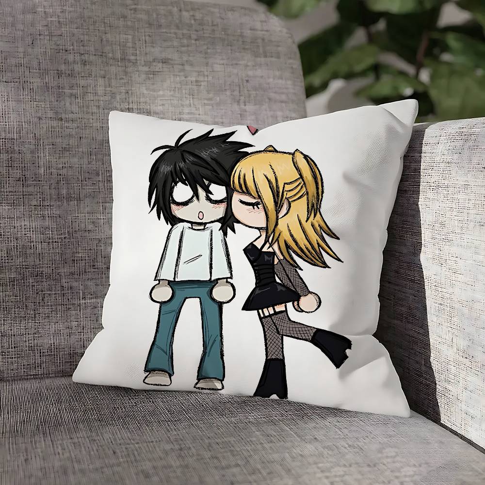 D-Death Misa L Yagami N-Note Pillow Case For Sofa Decor Car Office Room Printing Cushion Cover Decorations and Protector